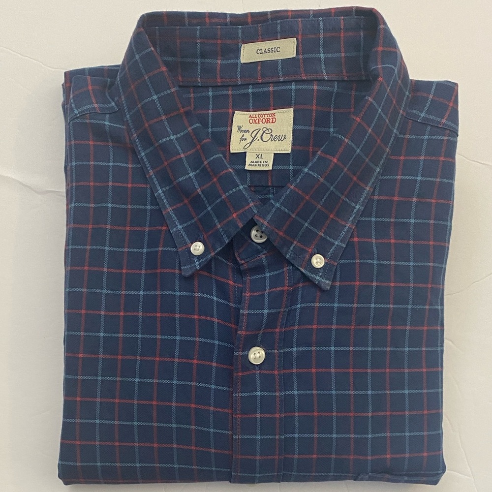 J. Crew Men's Oxford Red and Blue Plaid Shirt $128 - Picture 5 of 13